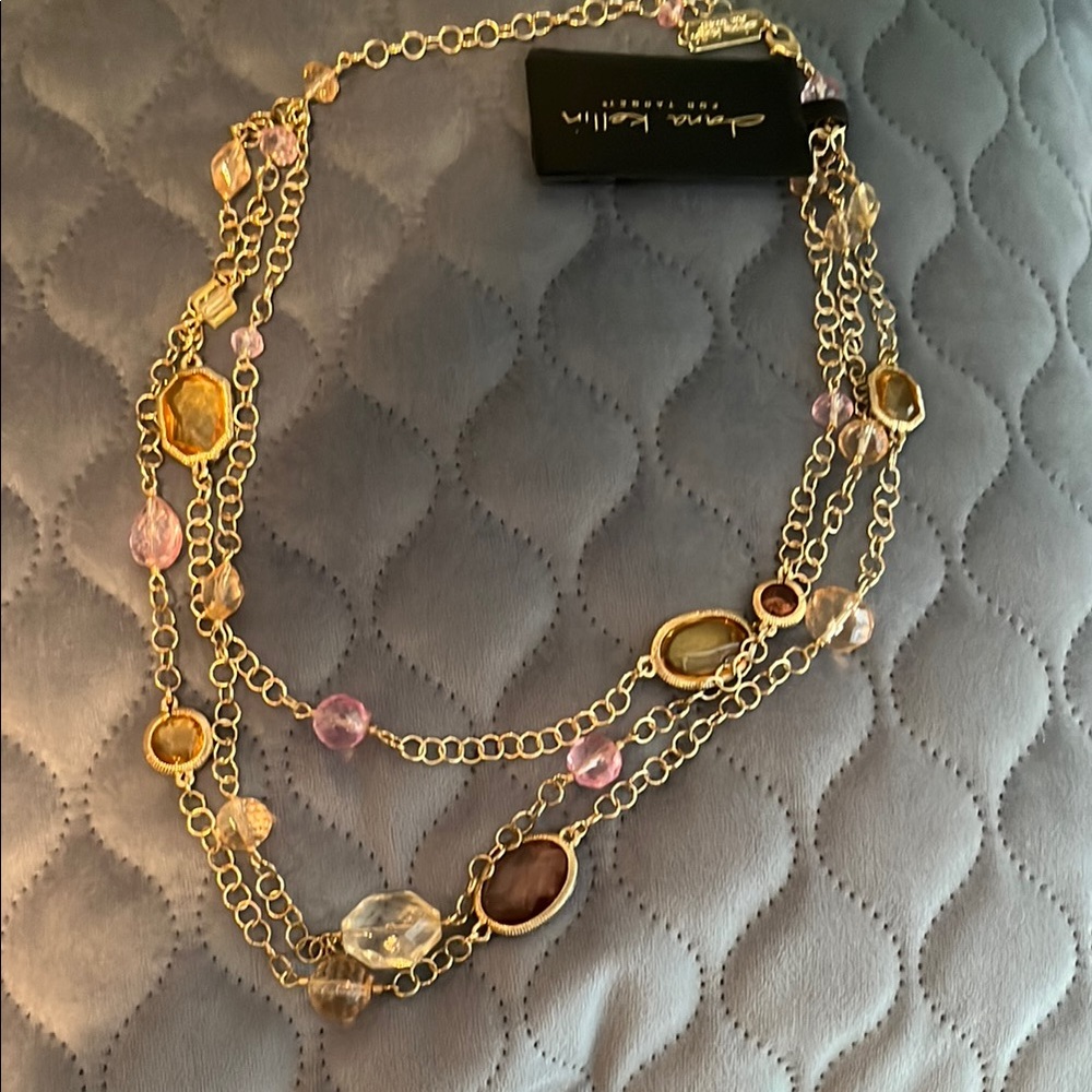 Dana Kellin for Target Gold, Pink and Amber Three-Strand Necklace - Picture 1 of 5